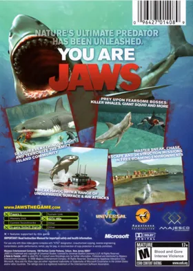 Jaws Unleashed (USA) box cover back